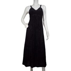 Soma Black Velour Textured Maxi Dress Adjustable Straps M